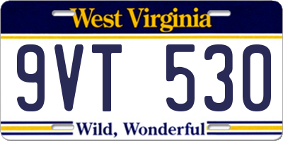 WV license plate 9VT530