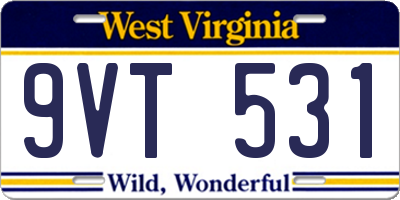WV license plate 9VT531