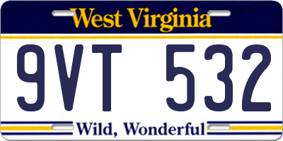 WV license plate 9VT532
