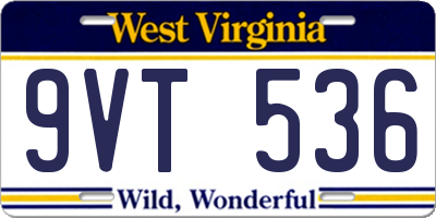 WV license plate 9VT536