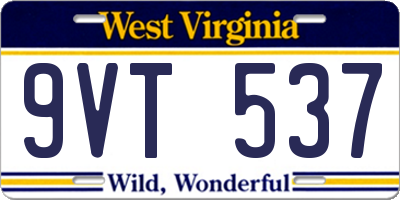 WV license plate 9VT537