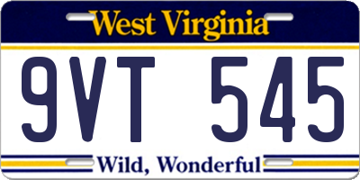 WV license plate 9VT545