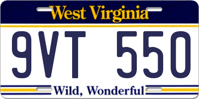 WV license plate 9VT550