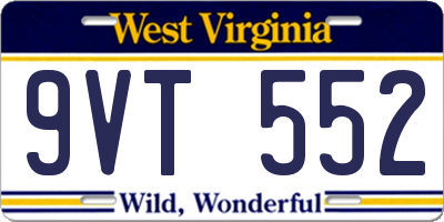 WV license plate 9VT552