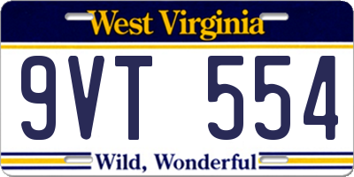 WV license plate 9VT554