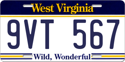 WV license plate 9VT567