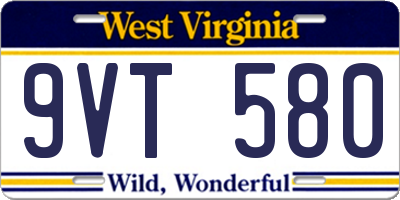 WV license plate 9VT580