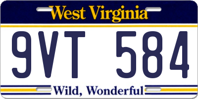 WV license plate 9VT584