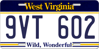 WV license plate 9VT602
