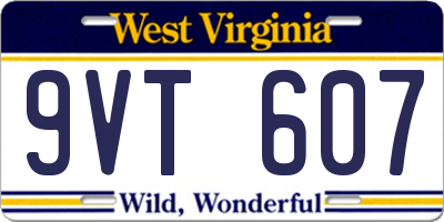 WV license plate 9VT607