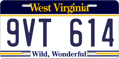 WV license plate 9VT614