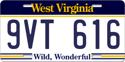WV license plate 9VT616