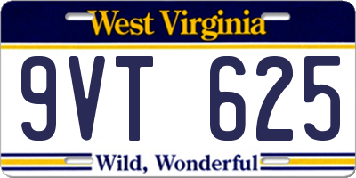 WV license plate 9VT625