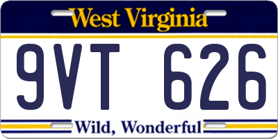 WV license plate 9VT626
