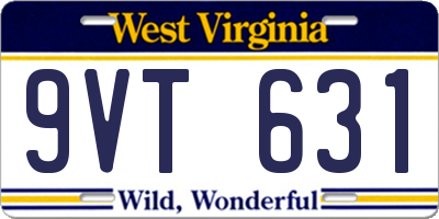 WV license plate 9VT631