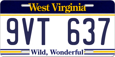 WV license plate 9VT637
