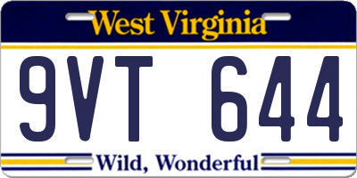WV license plate 9VT644