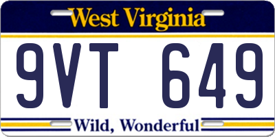 WV license plate 9VT649