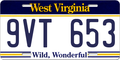 WV license plate 9VT653
