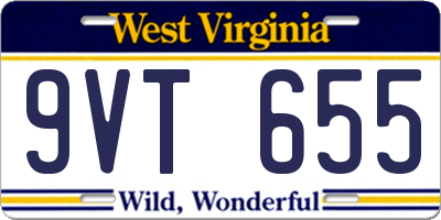 WV license plate 9VT655