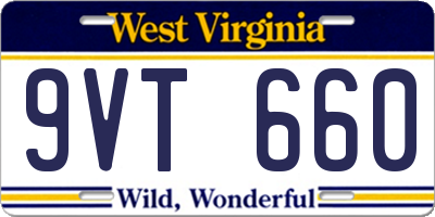 WV license plate 9VT660