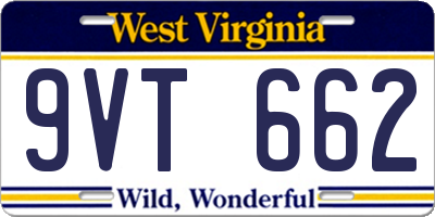 WV license plate 9VT662