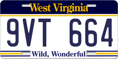 WV license plate 9VT664