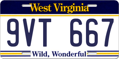 WV license plate 9VT667
