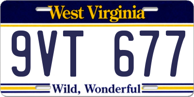WV license plate 9VT677