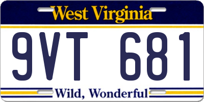 WV license plate 9VT681