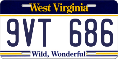 WV license plate 9VT686
