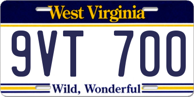 WV license plate 9VT700