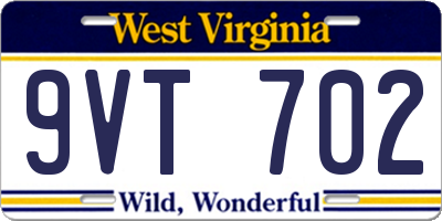 WV license plate 9VT702