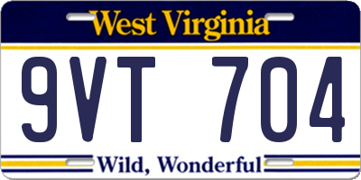 WV license plate 9VT704