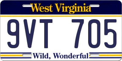 WV license plate 9VT705