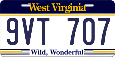 WV license plate 9VT707