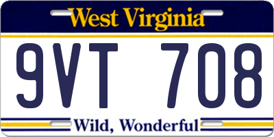 WV license plate 9VT708