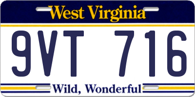 WV license plate 9VT716