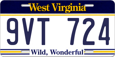 WV license plate 9VT724
