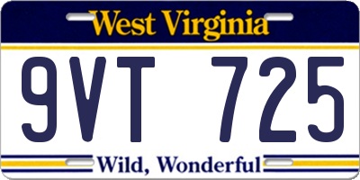WV license plate 9VT725