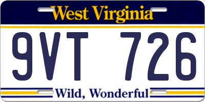 WV license plate 9VT726