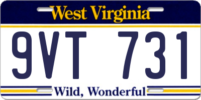 WV license plate 9VT731