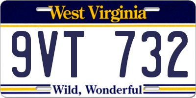 WV license plate 9VT732