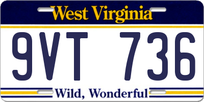 WV license plate 9VT736