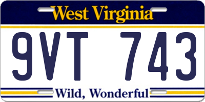 WV license plate 9VT743
