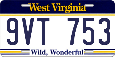 WV license plate 9VT753