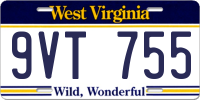 WV license plate 9VT755