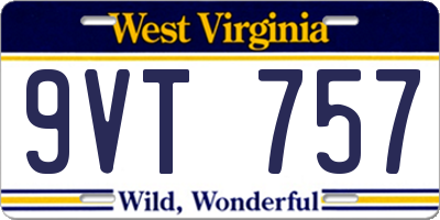WV license plate 9VT757