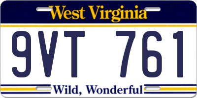 WV license plate 9VT761