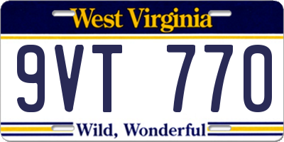 WV license plate 9VT770